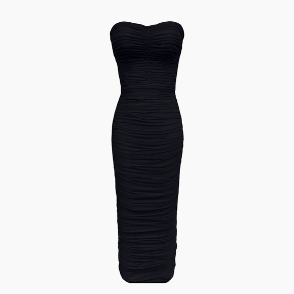 Dress the Population Dresses & Skirts - Dress The Population Heather Ruched Strapless Midi-Dress in Black Size XL